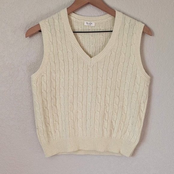 Brandy Melville Sweaters - John Galt Ivory V Neck Cable Knit Sweater Vest OS